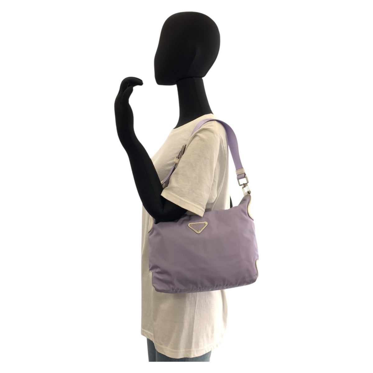 PRADA Shoulder Bag Nylon Purple SilverMetal Test Triangle With logo