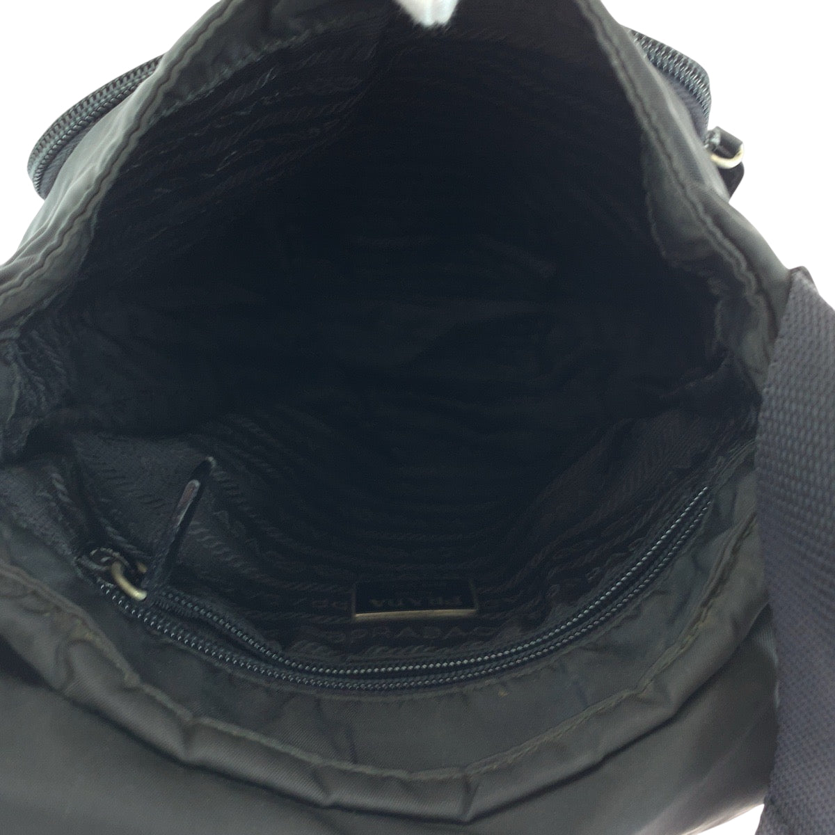 PRADA Shoulder Bag Nylon Black SilverMetal Test Triangle With logo