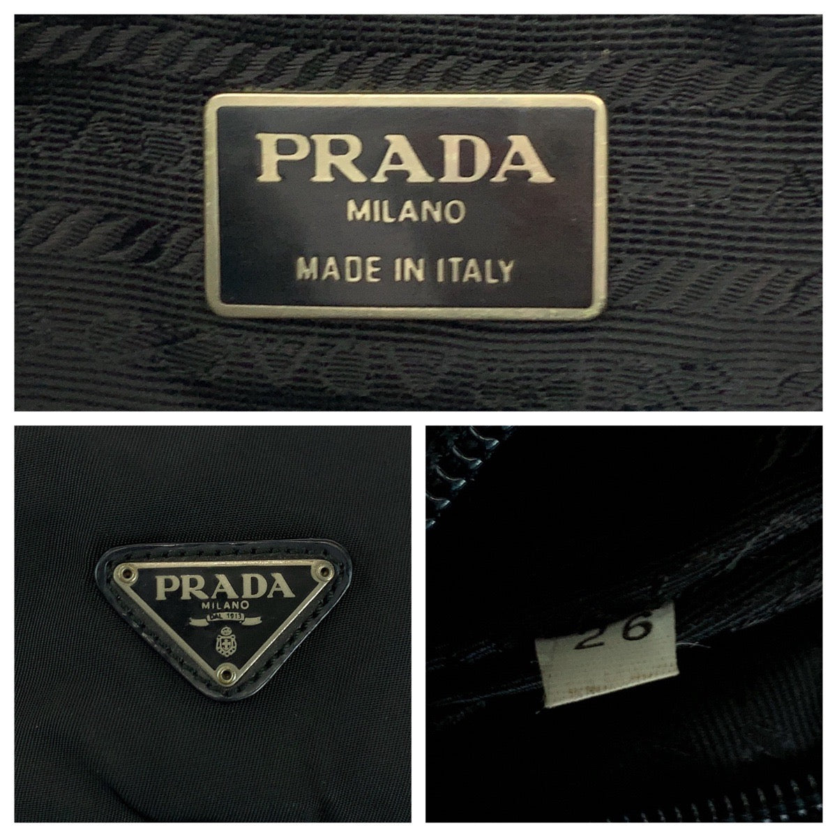 PRADA Shoulder Bag Nylon Black SilverMetal Test Triangle With logo