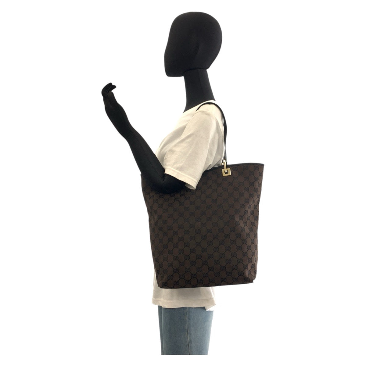 GUCCI Tote Bag 002 1098 GG canvas Brown Gold Metal