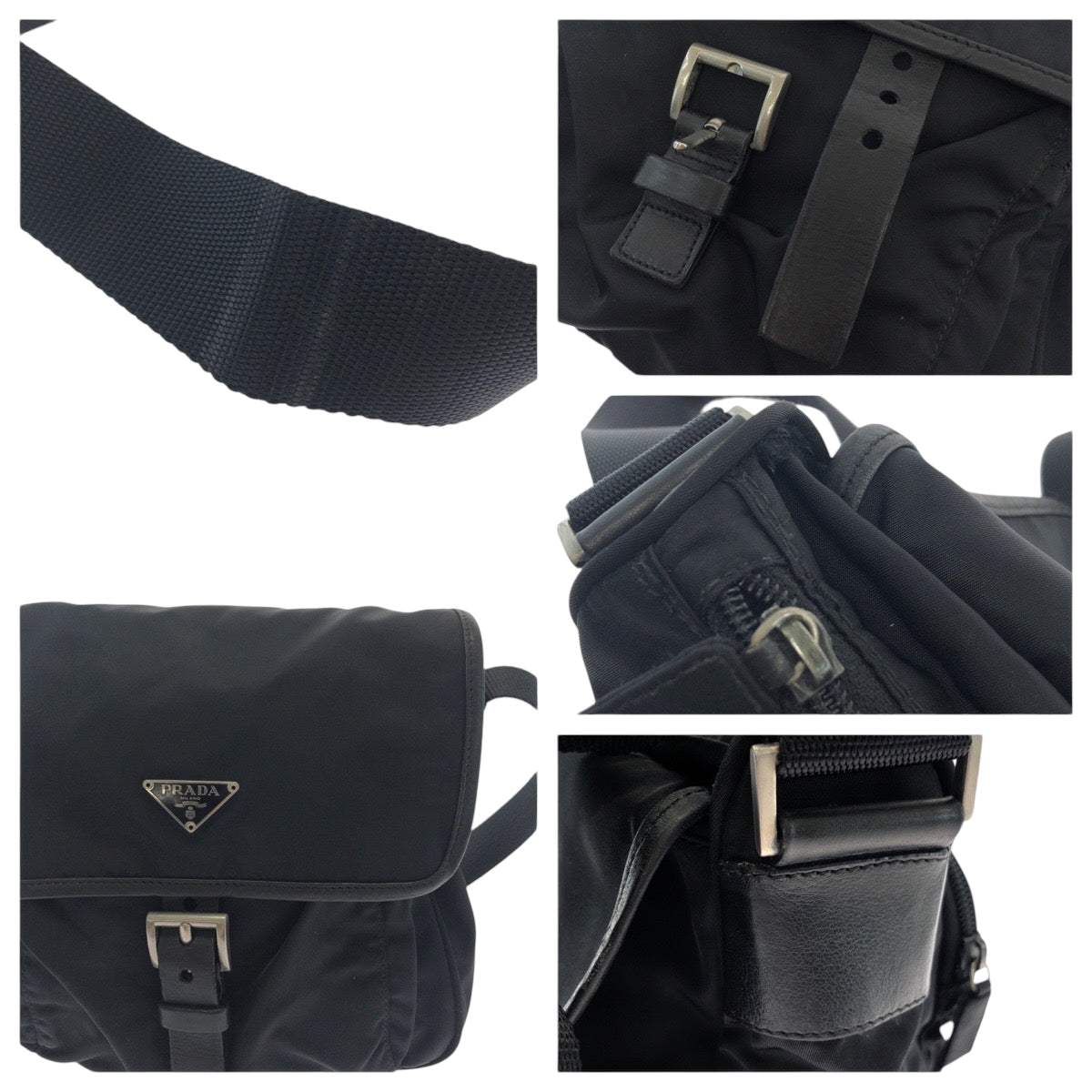 PRADA Shoulder Bag BT0173 Nylon Black SilverMetal Test Triangle With logo