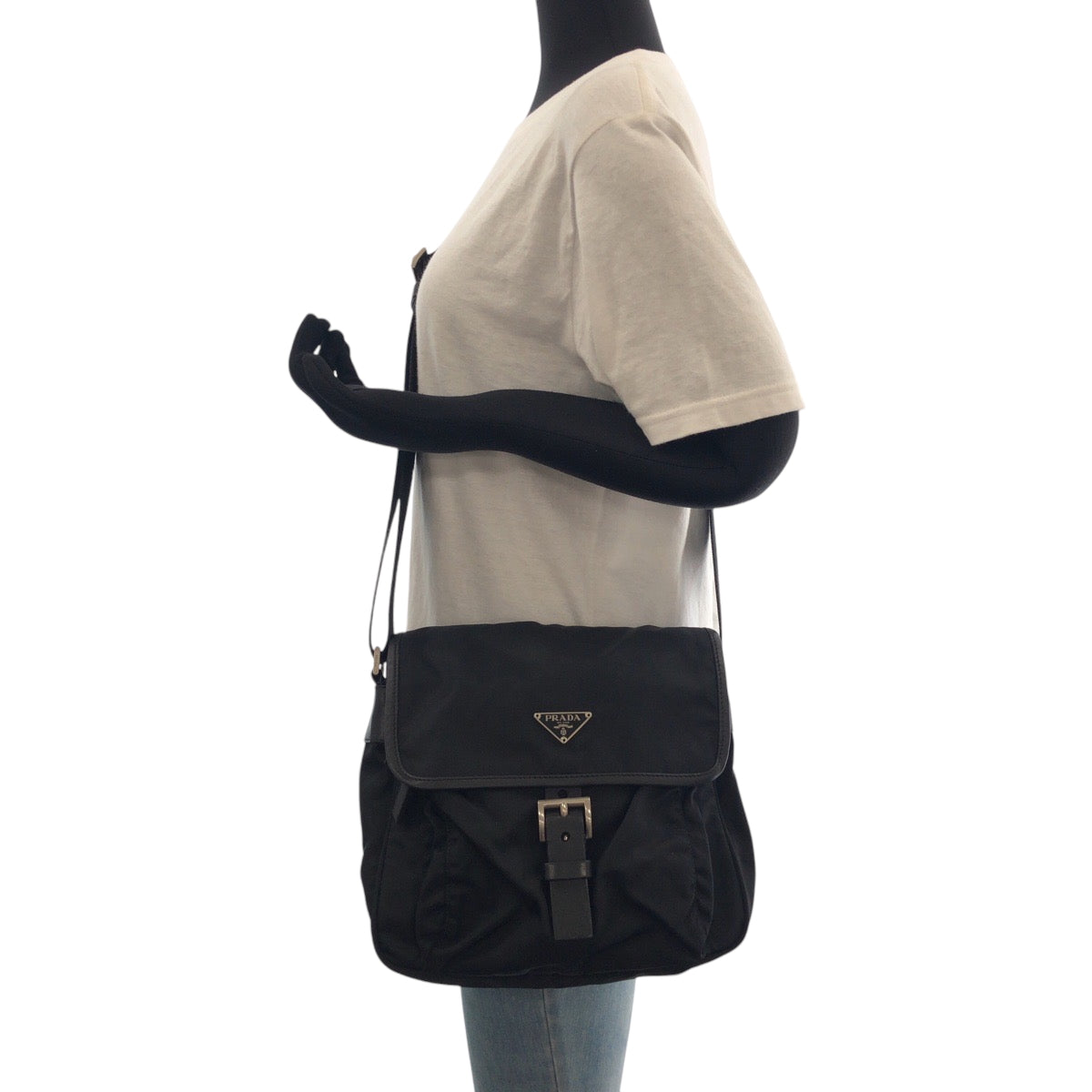 PRADA Shoulder Bag BT0173 Nylon Black SilverMetal Test Triangle With logo