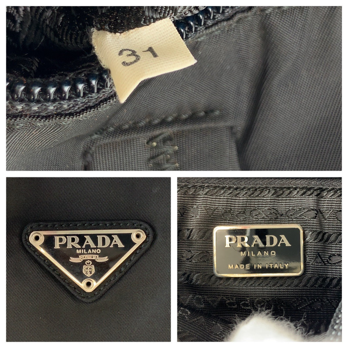 PRADA Tote Bag Nylon Black SilverMetal Test Triangle With logo