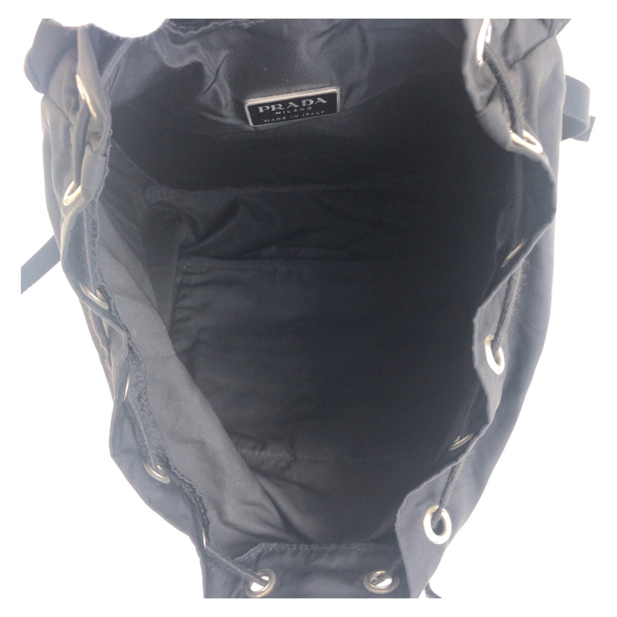 PRADA Backpack Nylon Black SilverMetal Test Triangle With logo