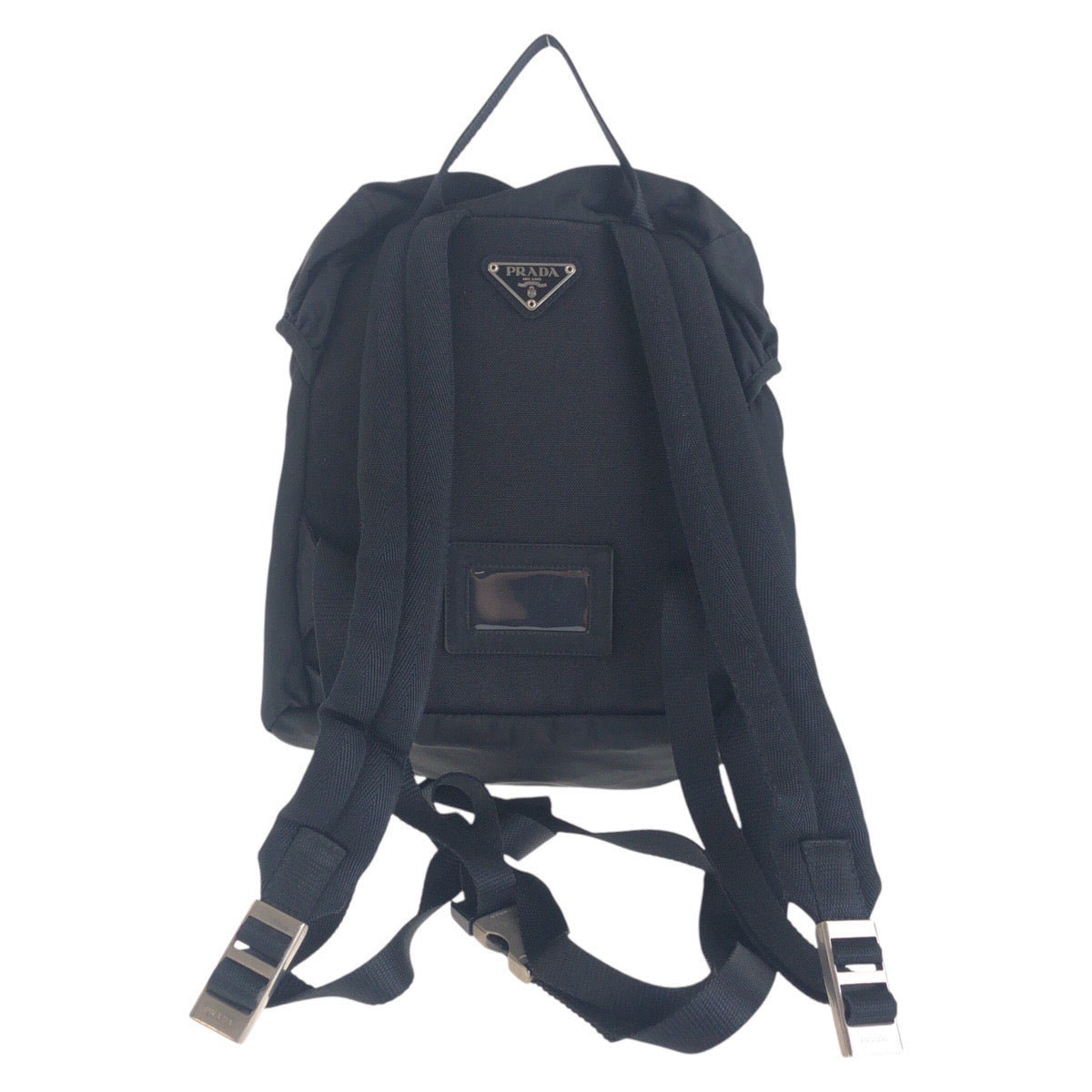 PRADA Backpack Nylon Black SilverMetal Test Triangle With logo