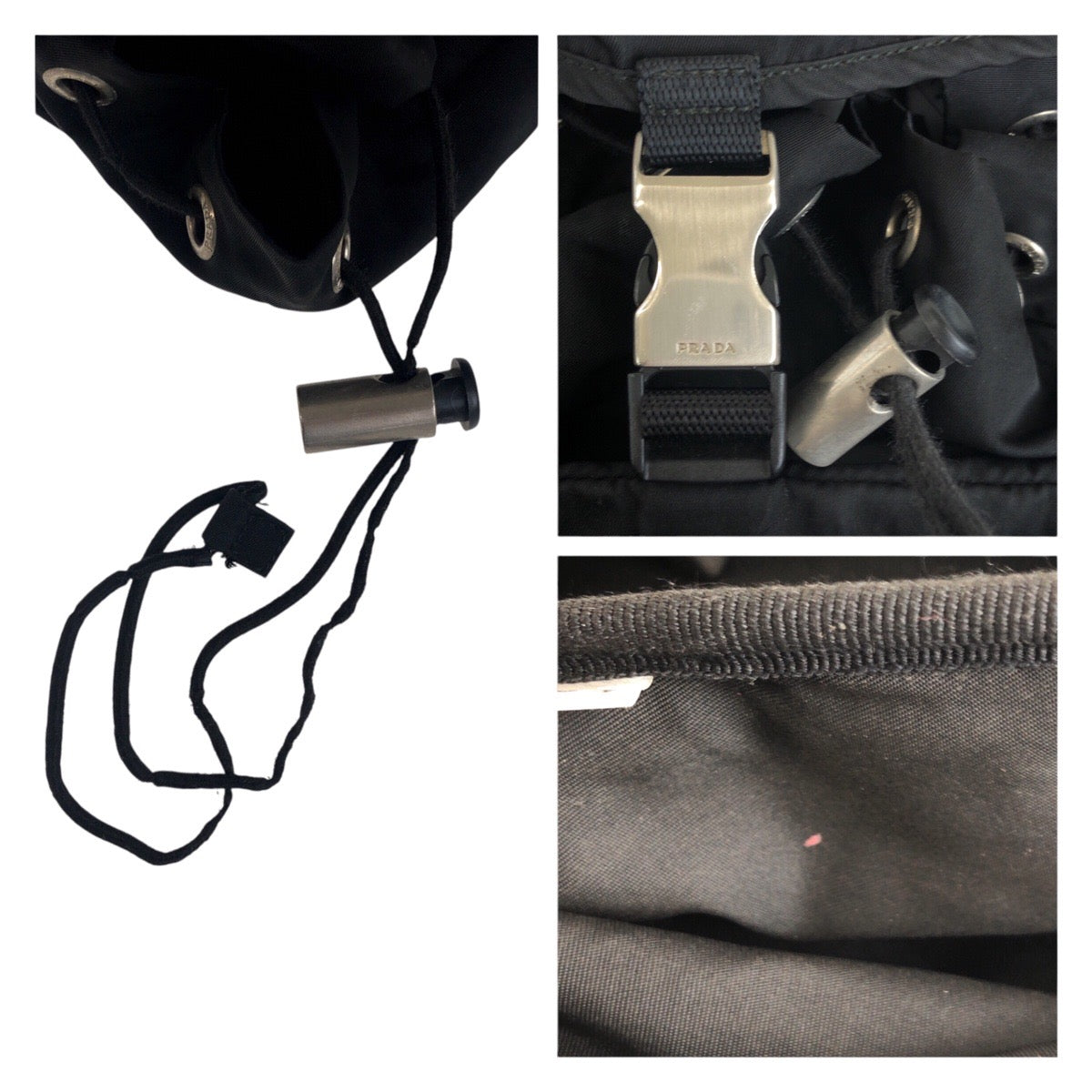 PRADA Backpack Nylon Black SilverMetal Test Triangle With logo