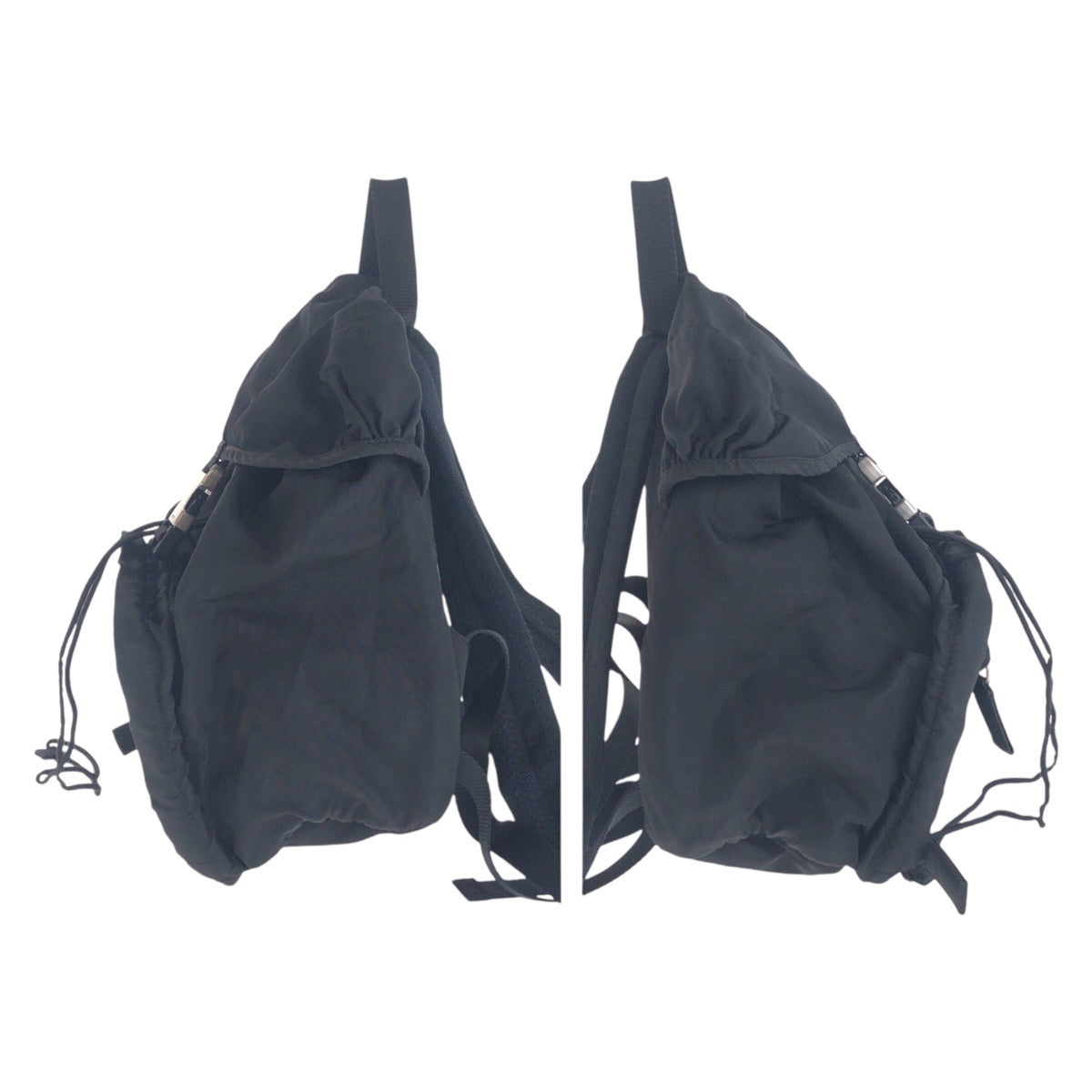 PRADA Backpack Nylon Black SilverMetal Test Triangle With logo