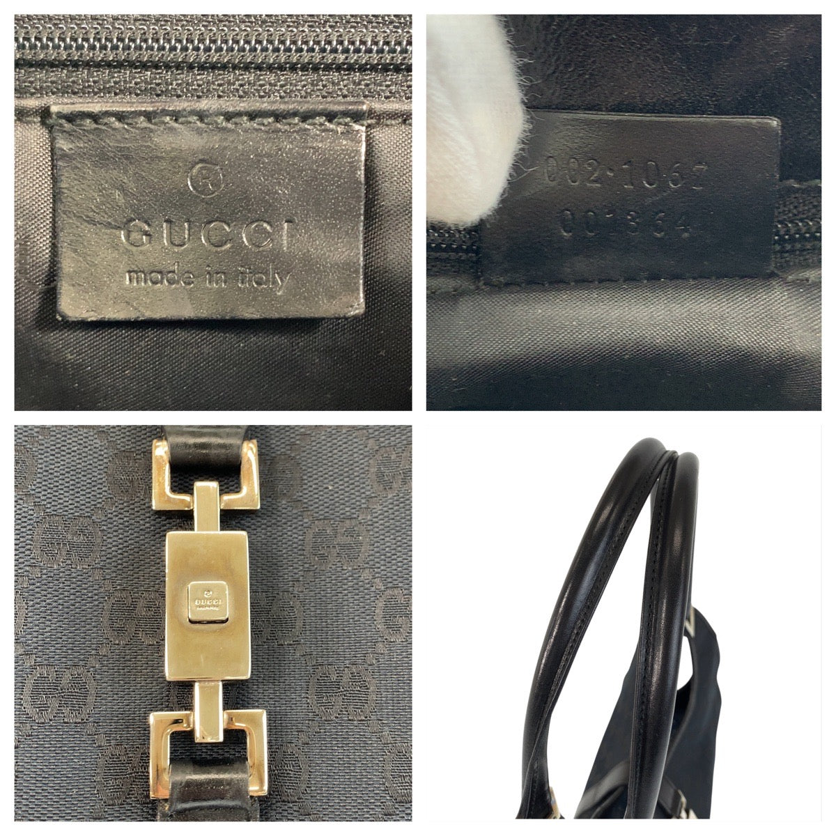 GUCCI Shoulder Bag 002 1067 GG canvas Black black Jackie