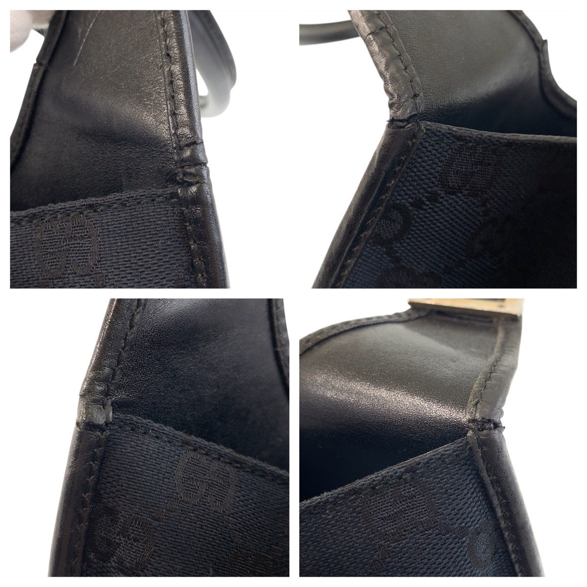 GUCCI Shoulder Bag 002 1067 GG canvas Black black Jackie