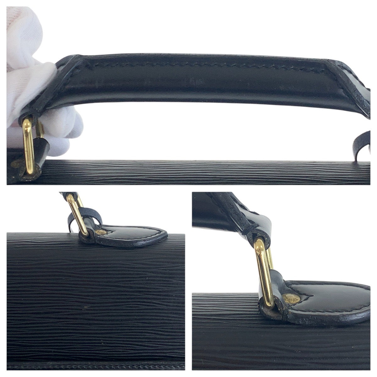 LOUIS VUITTON Business bag M54422 Epi Leather Noir Black Gold Metal Epi Serving Assistant