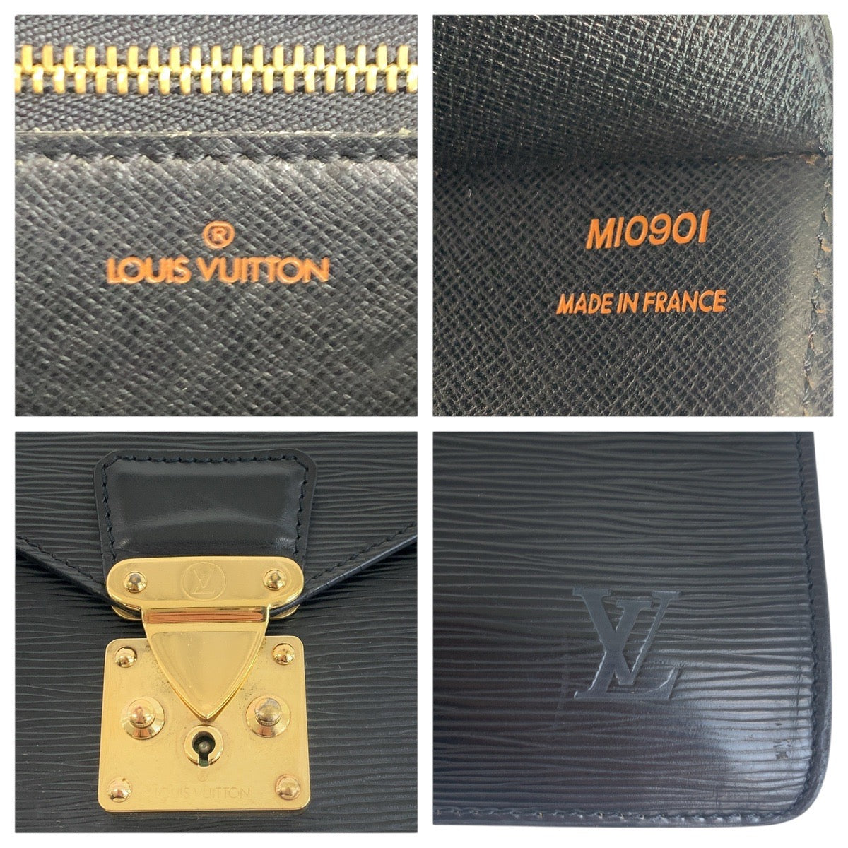 LOUIS VUITTON Business bag M54422 Epi Leather Noir Black Gold Metal Epi Serving Assistant