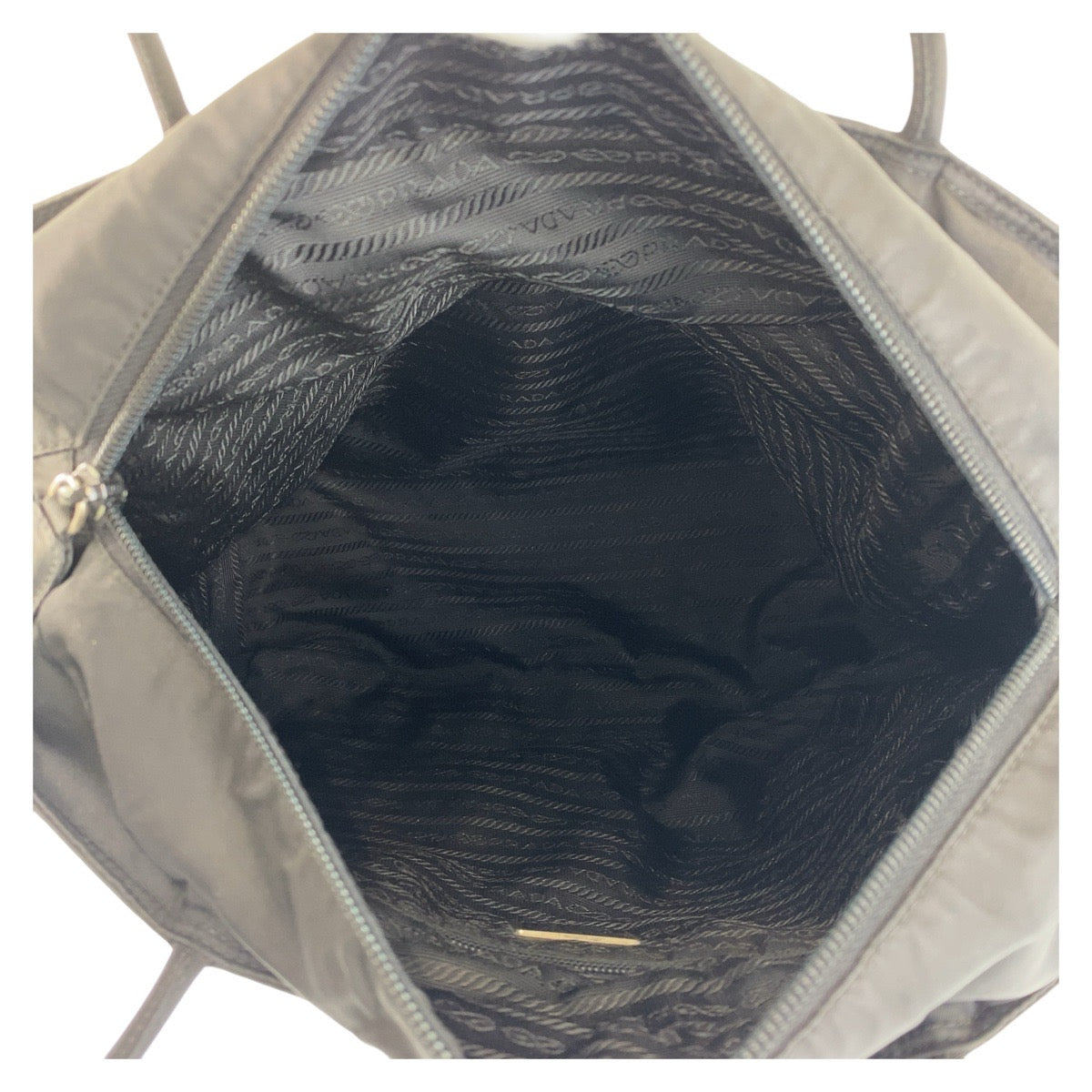 PRADA Tote Bag Nylon Black SilverMetal Test Triangle With logo