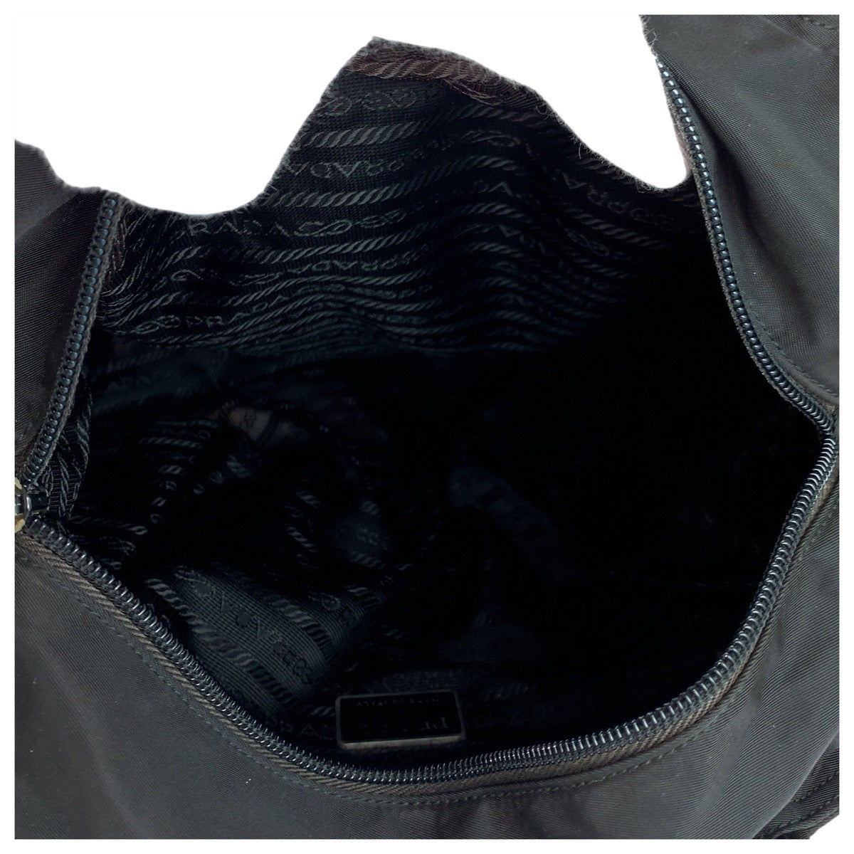 PRADA Tote Bag Nylon Black SilverMetal Test Triangle With logo