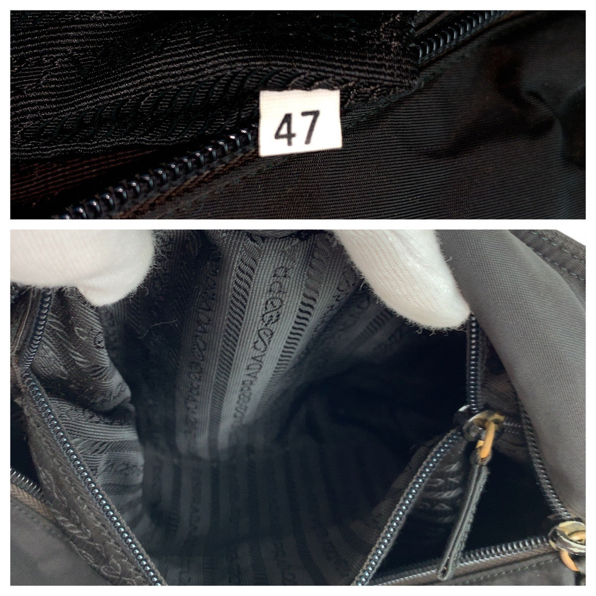 PRADA Tote Bag Nylon Black SilverMetal Test Triangle With logo