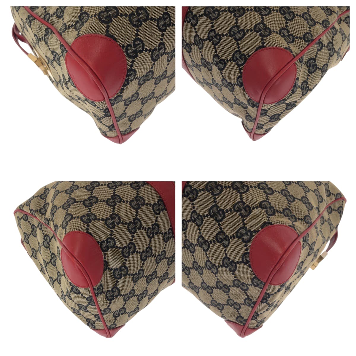 GUCCI Handbag 000 0846 GG canvas Beige Red Gold Metal