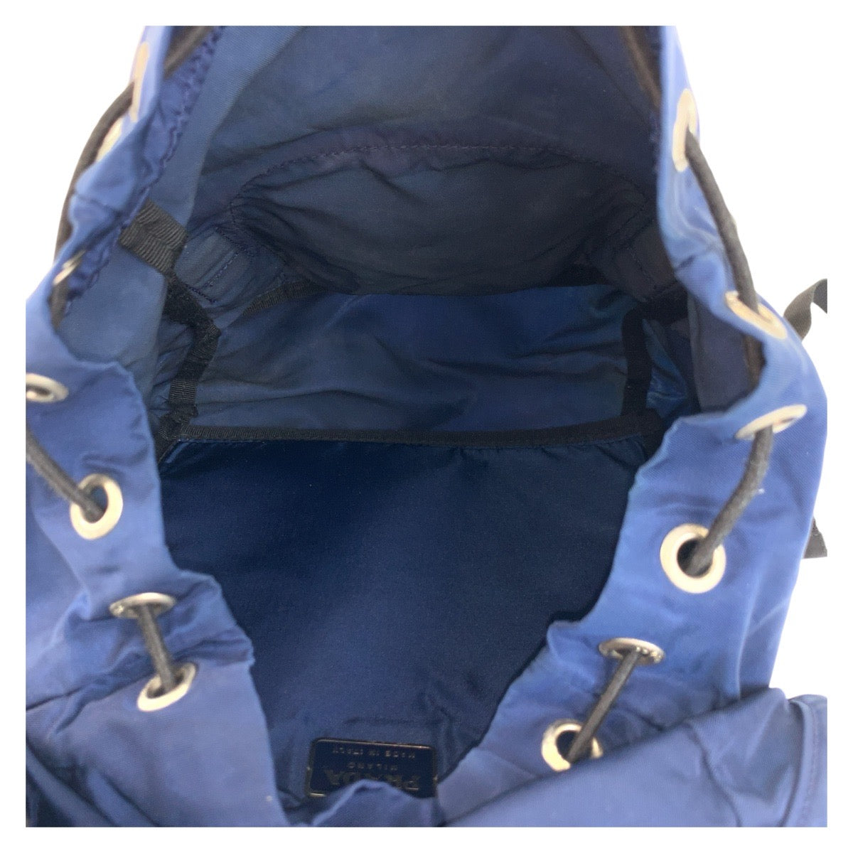 PRADA Backpack Nylon Navy SilverMetal Test Triangle With logo