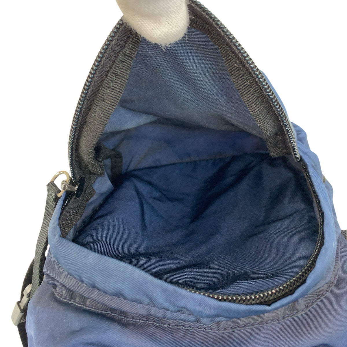PRADA Backpack Nylon Navy SilverMetal Test Triangle With logo