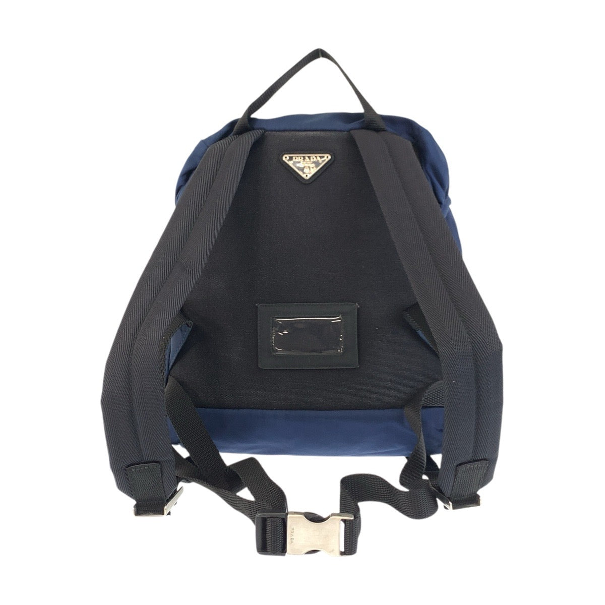 PRADA Backpack Nylon Navy SilverMetal Test Triangle With logo