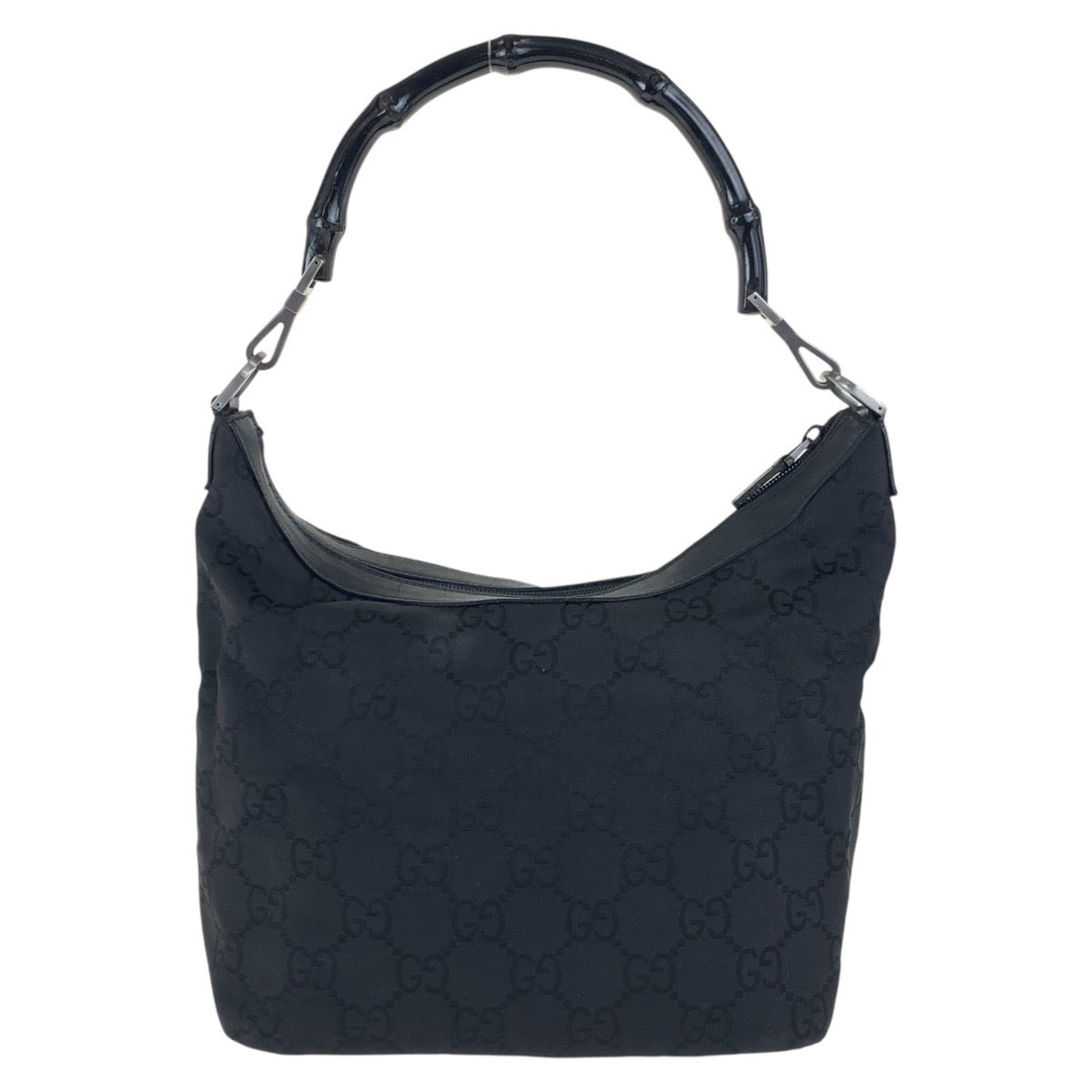 GUCCI Shoulder Bag 000 0531 Nylon Black SilverMetal Bamboo GG pattern
