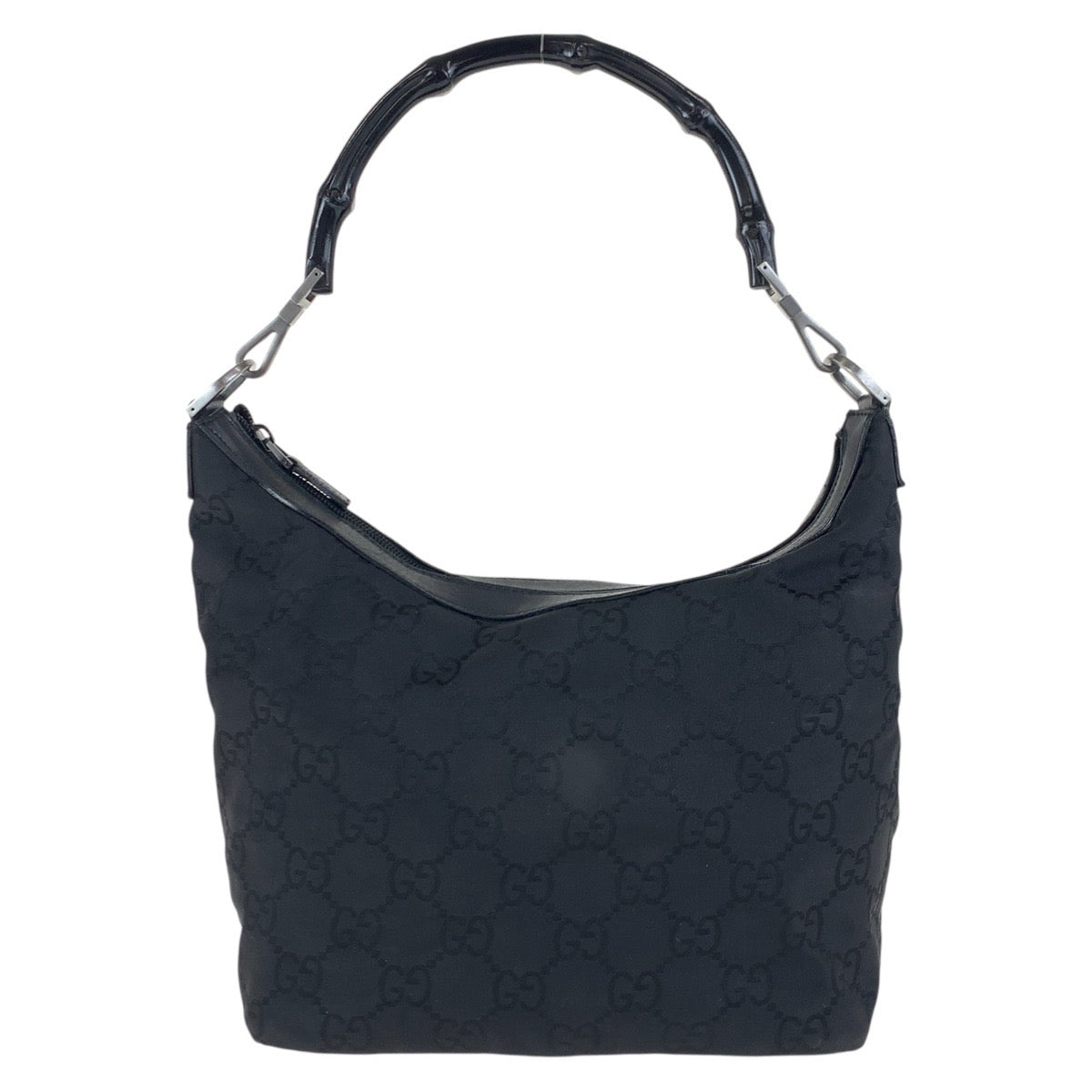 GUCCI Shoulder Bag 000 0531 Nylon Black SilverMetal Bamboo GG pattern