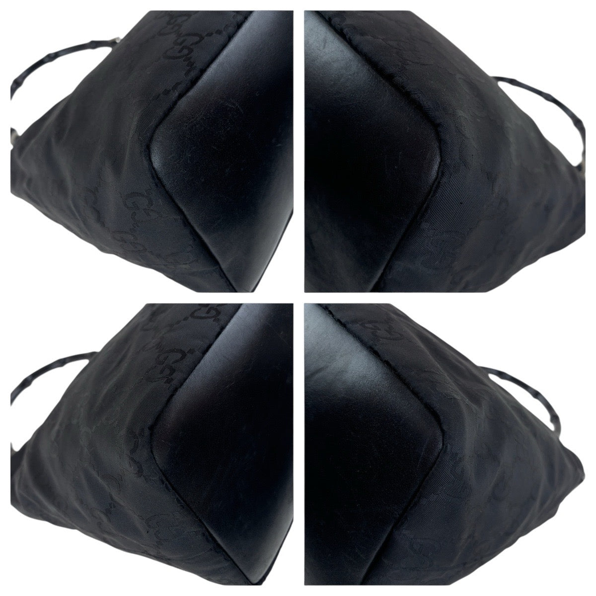GUCCI Shoulder Bag 000 0531 Nylon Black SilverMetal Bamboo GG pattern