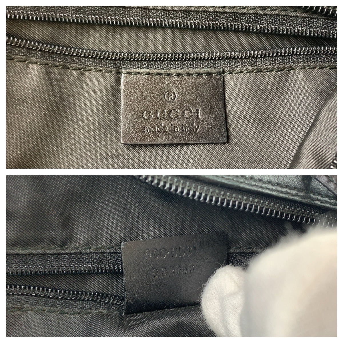 GUCCI Shoulder Bag 000 0531 Nylon Black SilverMetal Bamboo GG pattern