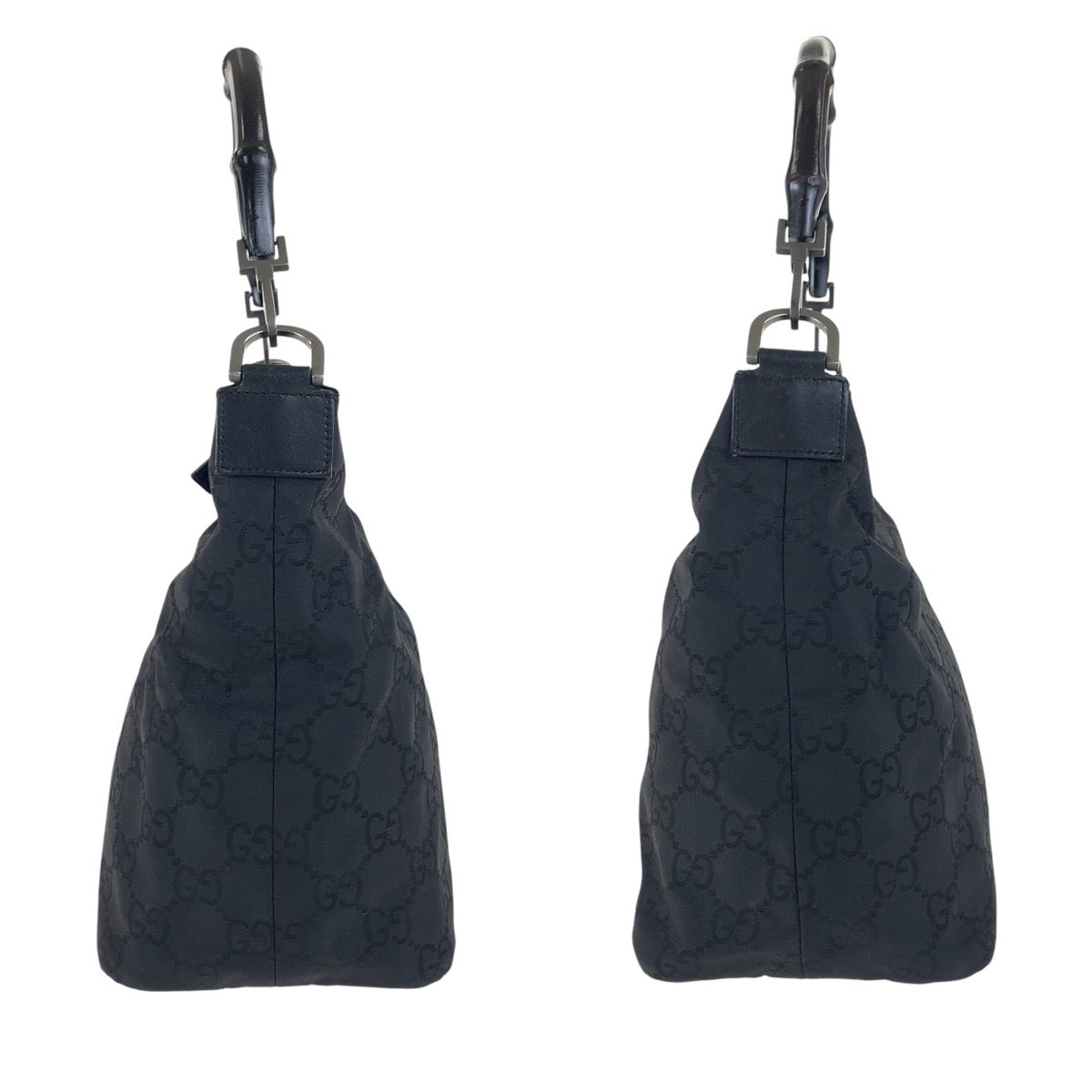 GUCCI Shoulder Bag 000 0531 Nylon Black SilverMetal Bamboo GG pattern