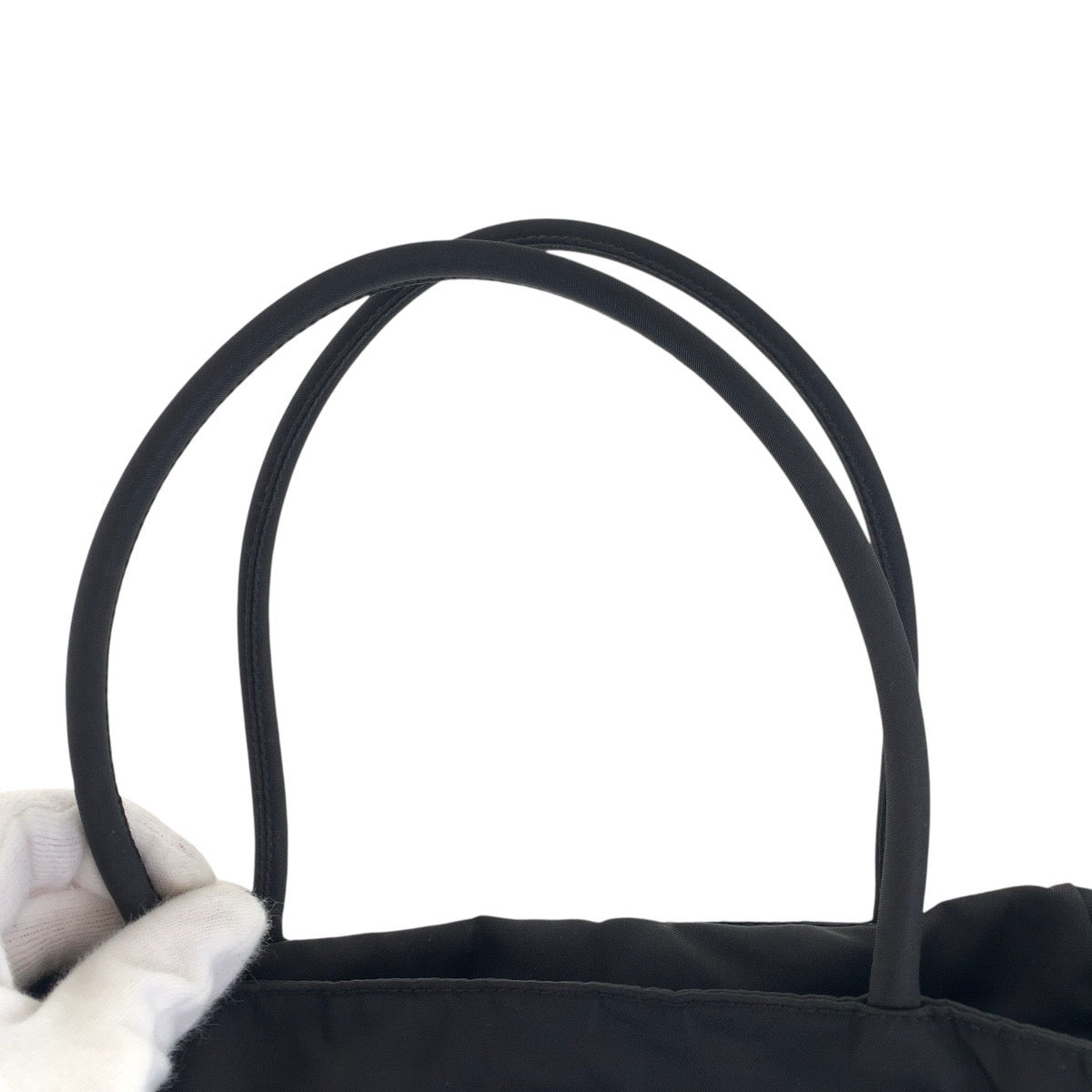 PRADA Tote Bag Nylon Black SilverMetal Test Triangle With logo
