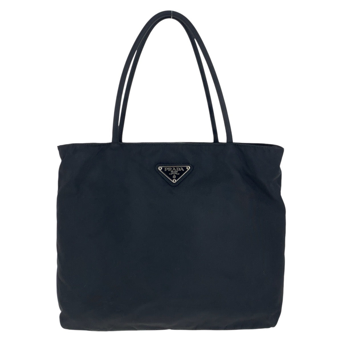 PRADA Tote Bag Nylon Black SilverMetal Test Triangle With logo