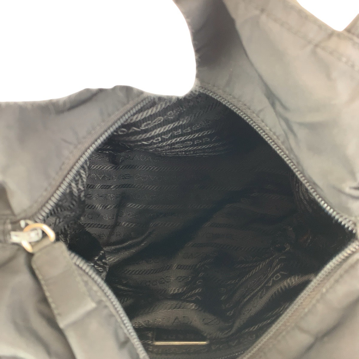 PRADA Tote Bag Nylon Black SilverMetal Test Triangle With logo