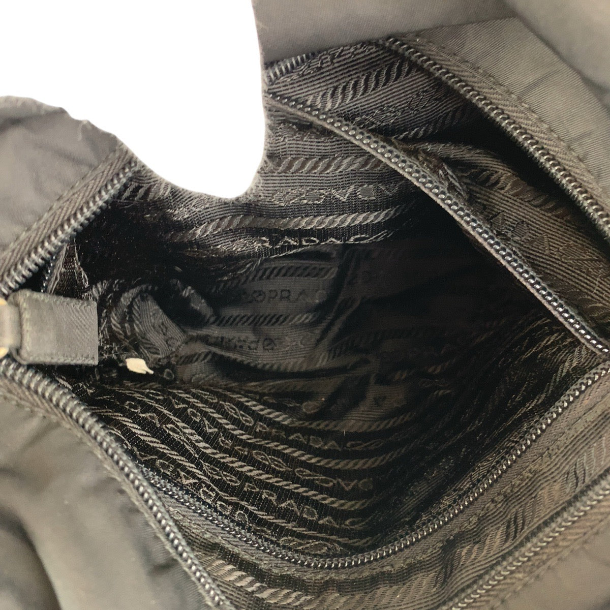 PRADA Tote Bag Nylon Black SilverMetal Test Triangle With logo