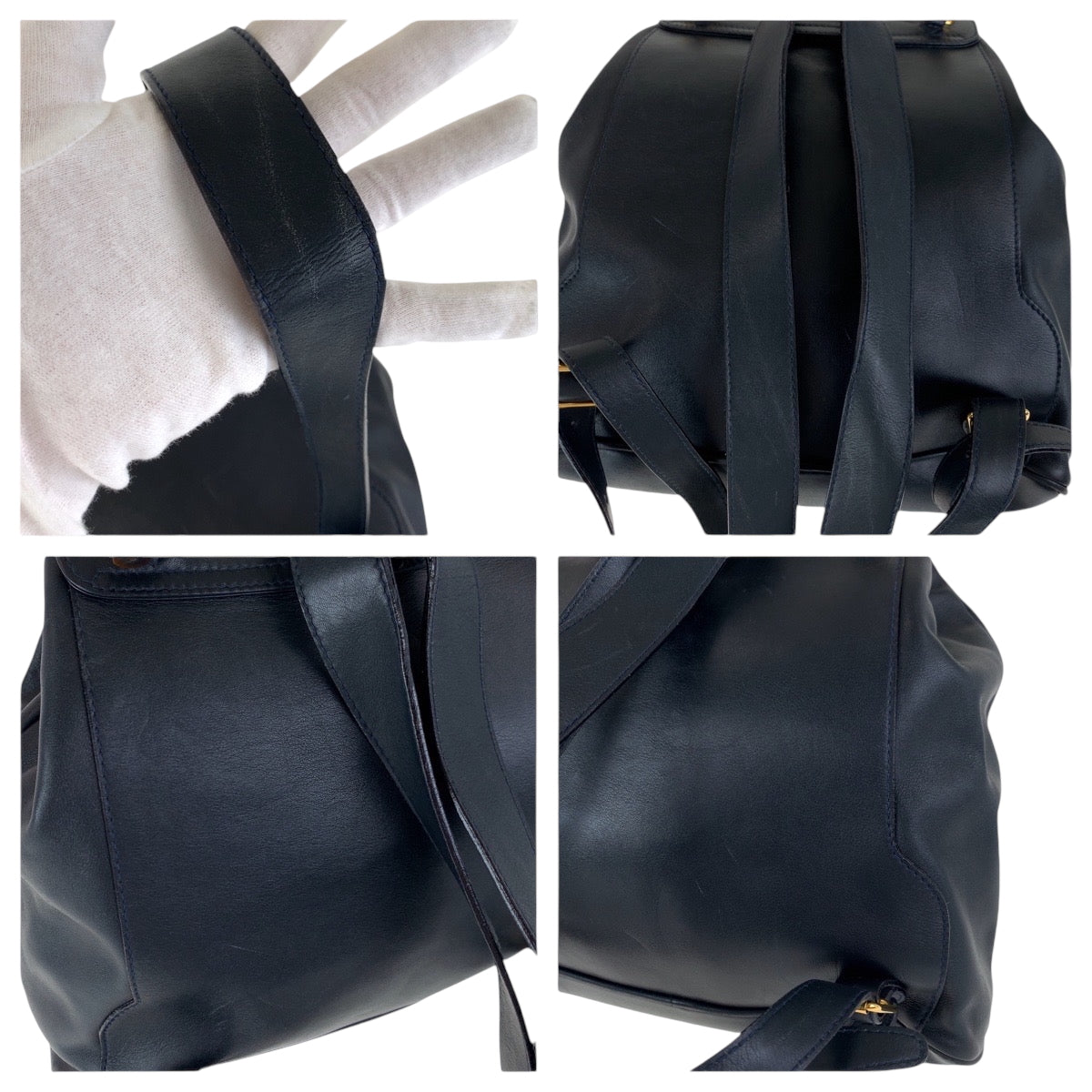 GUCCI Backpack 003 2058 0016 leather Black Brown Gold Metal Bamboo