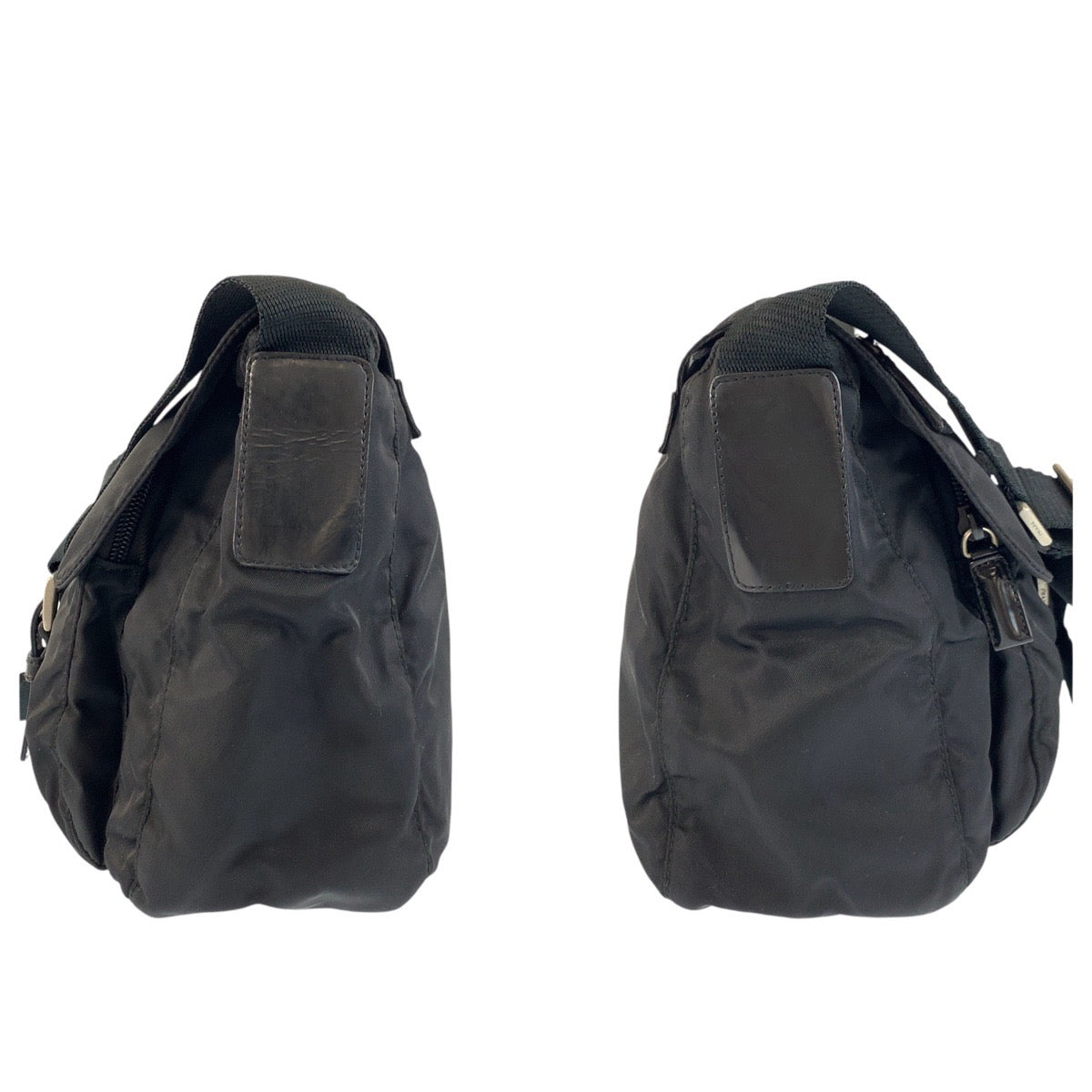 PRADA Shoulder Bag Nylon Black SilverMetal Test Triangle With logo