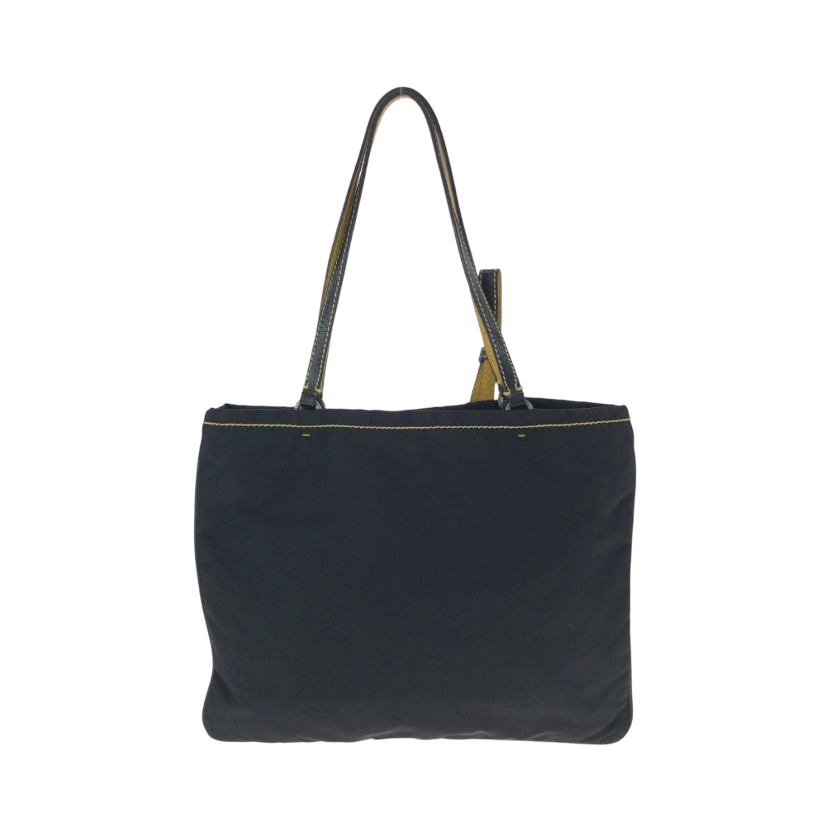 PRADA Tote Bag Nylon Black Yellow SilverMetal Test Triangle With logo