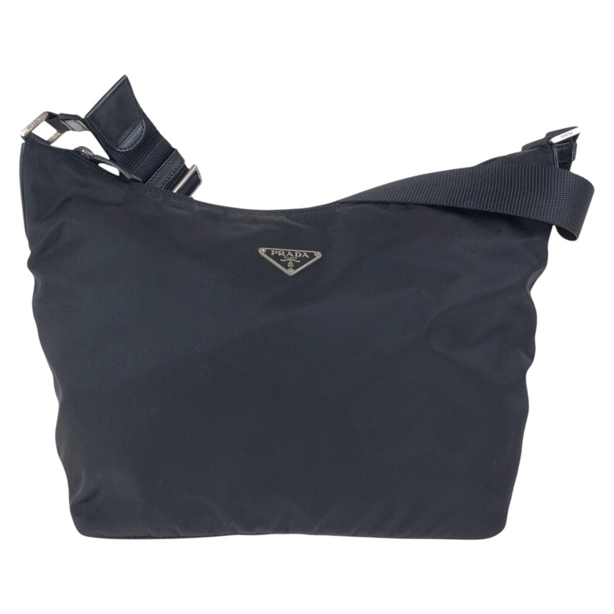 PRADA Shoulder Bag Nylon Black SilverMetal Test Triangle With logo