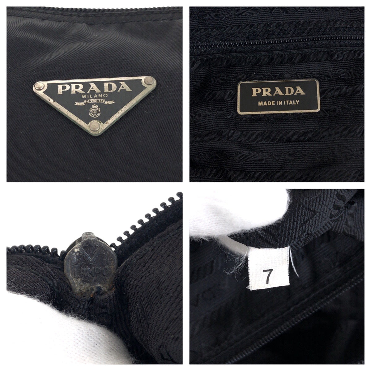 PRADA Shoulder Bag Nylon Black SilverMetal Test Triangle With logo