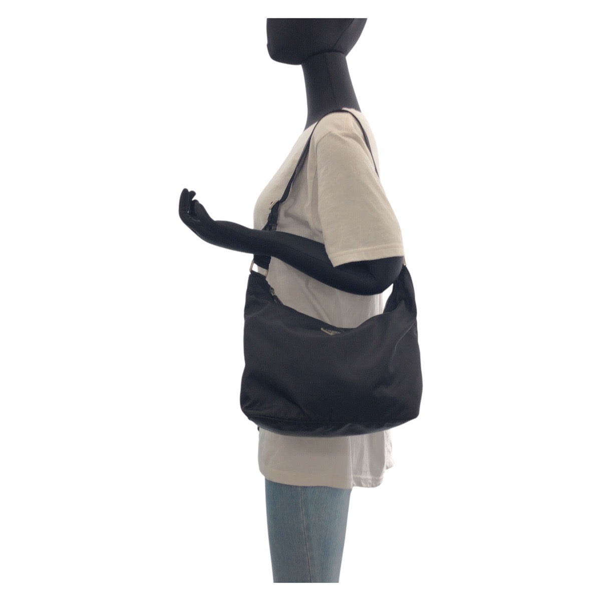 PRADA Shoulder Bag Nylon Black SilverMetal Test Triangle With logo