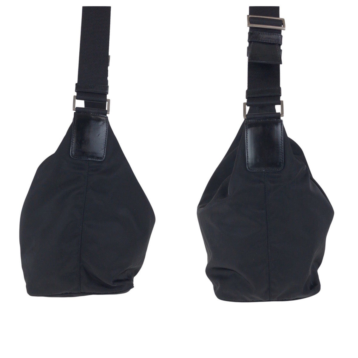 PRADA Shoulder Bag Nylon Black SilverMetal Test Triangle With logo