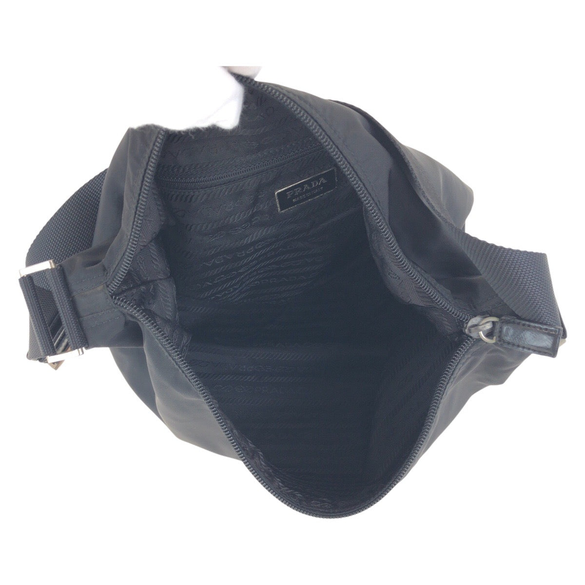 PRADA Shoulder Bag Nylon Black SilverMetal Test Triangle With logo
