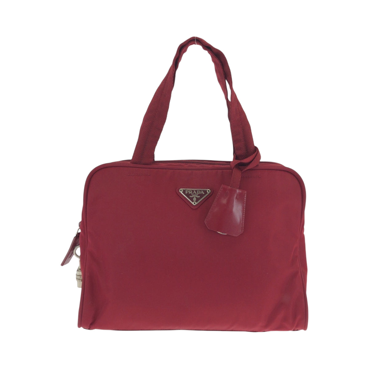 PRADA Tote Bag B8495 Nylon Red Silver Metal Test Triangle With logo