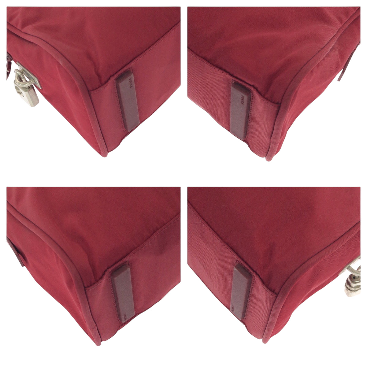 PRADA Tote Bag B8495 Nylon Red Silver Metal Test Triangle With logo
