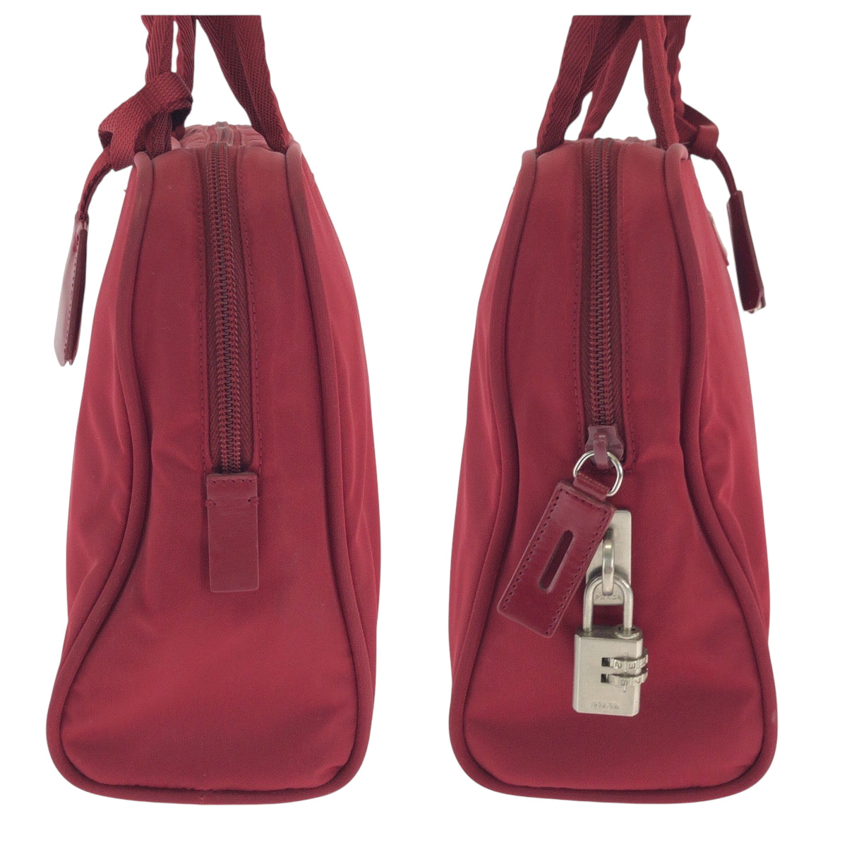 PRADA Tote Bag B8495 Nylon Red Silver Metal Test Triangle With logo