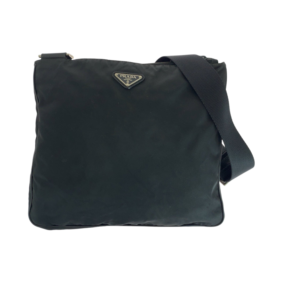 PRADA Shoulder Bag Nylon Black SilverMetal Test Triangle With logo