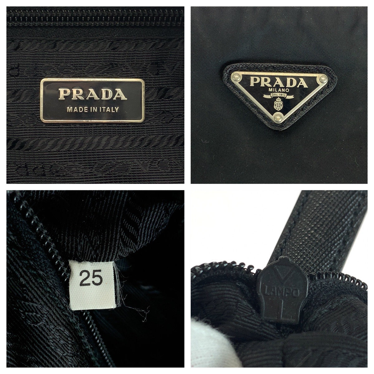 PRADA Shoulder Bag Nylon Black SilverMetal Test Triangle With logo