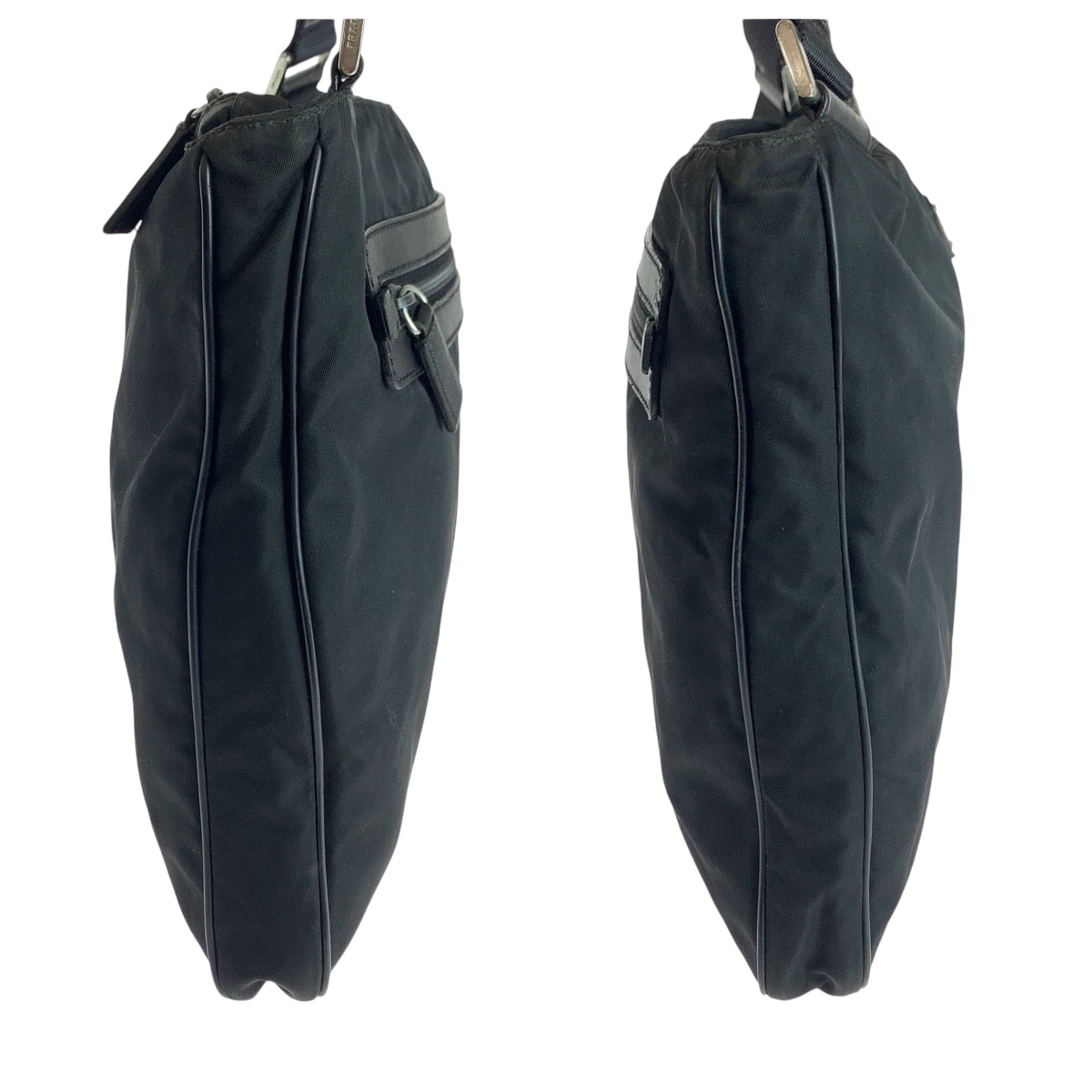 PRADA Shoulder Bag Nylon Black SilverMetal Test Triangle With logo
