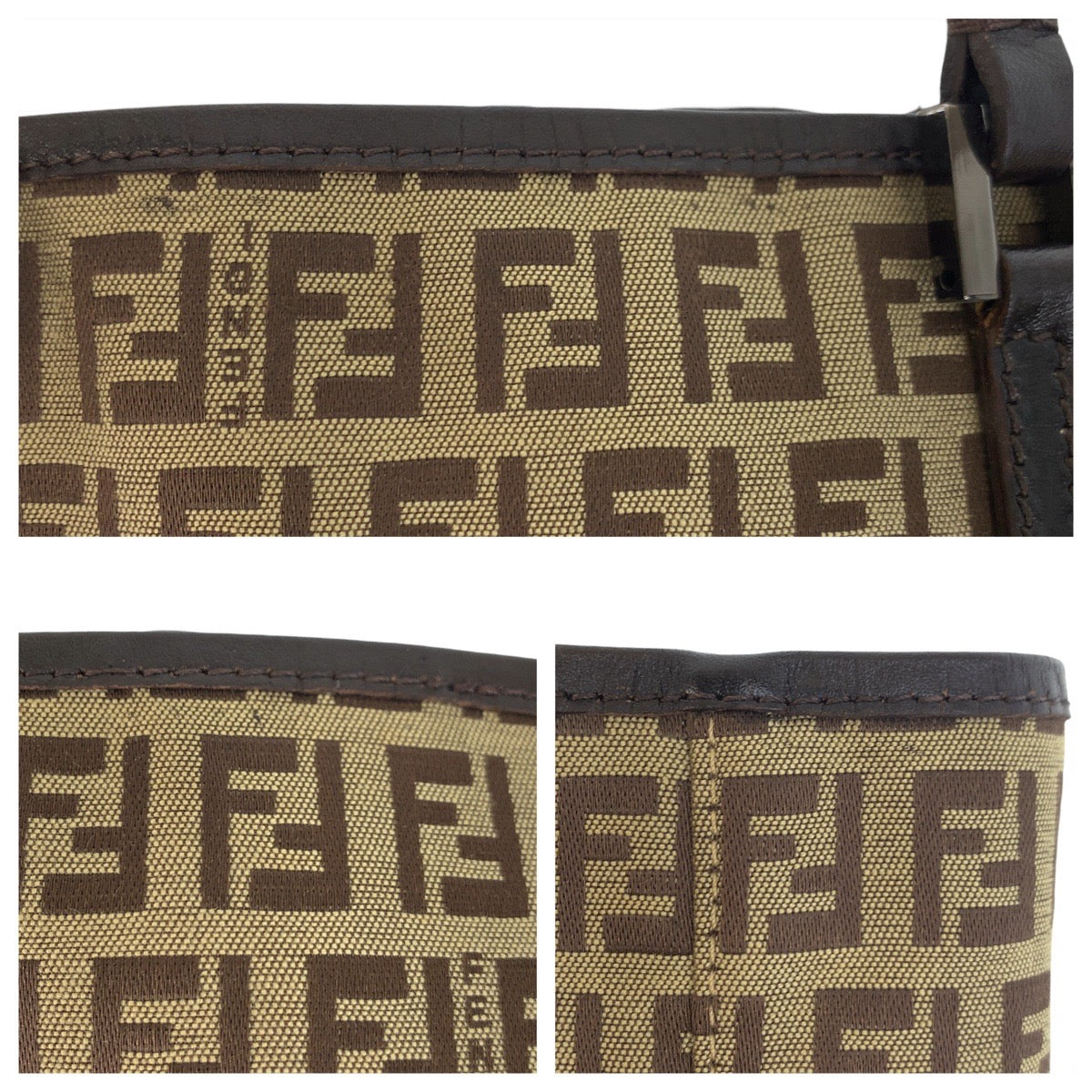 FENDI Tote Bag 8BH006 canvas Beige brown Zucchino