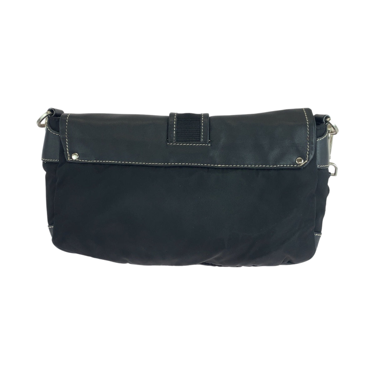 PRADA Shoulder Bag BR2417 Nylon Black SilverMetal Test Triangle With logo