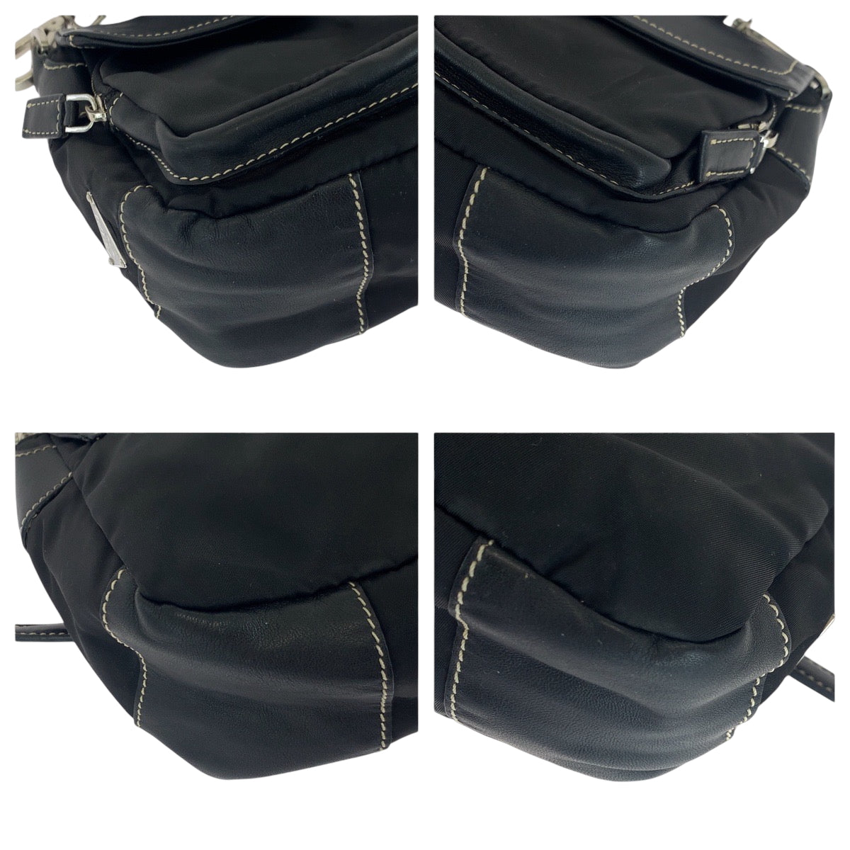 PRADA Shoulder Bag BR2417 Nylon Black SilverMetal Test Triangle With logo