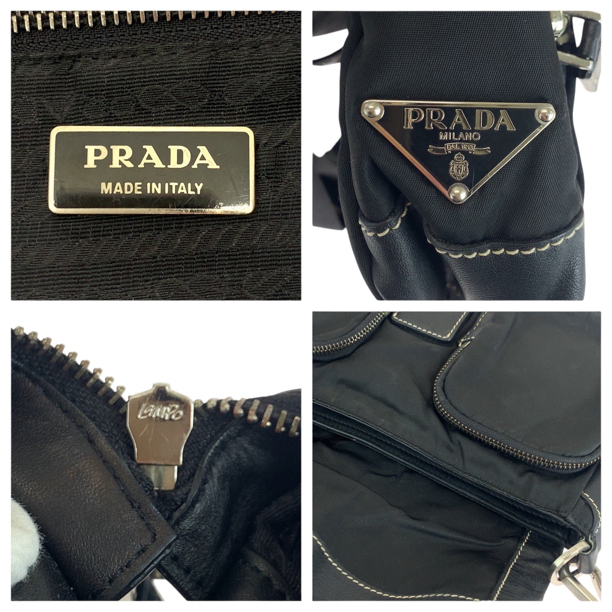 PRADA Shoulder Bag BR2417 Nylon Black SilverMetal Test Triangle With logo
