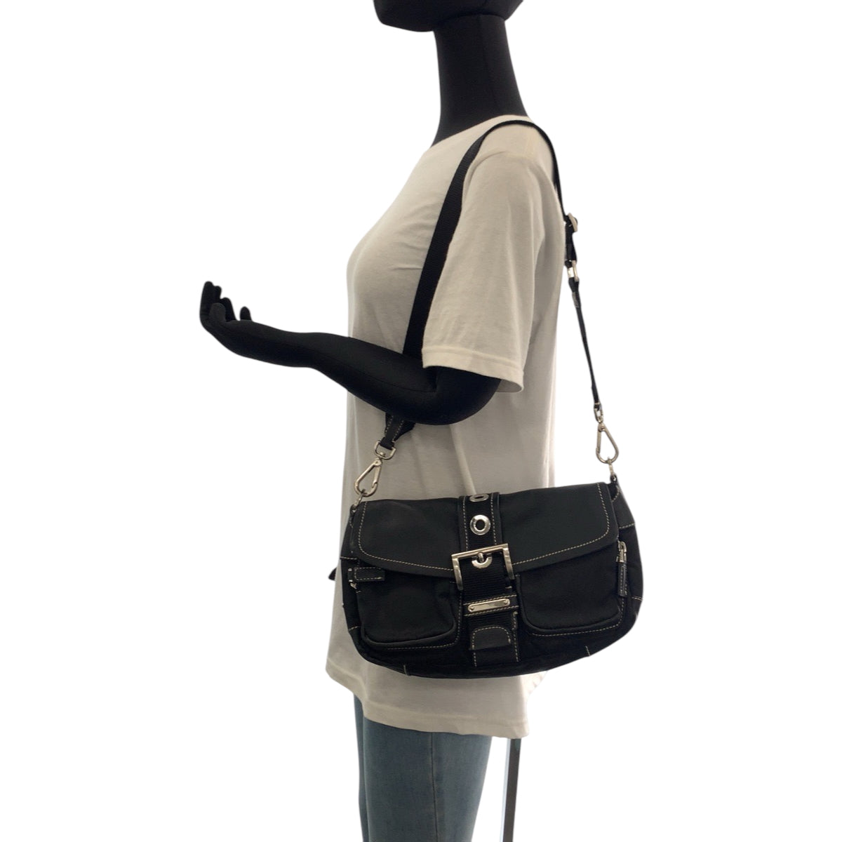 PRADA Shoulder Bag BR2417 Nylon Black SilverMetal Test Triangle With logo